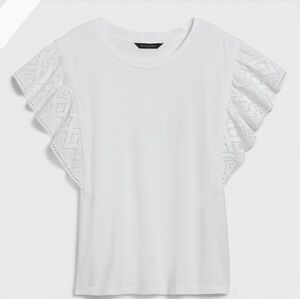 Banana republic women's petite eyelet rufle sleeve NWT